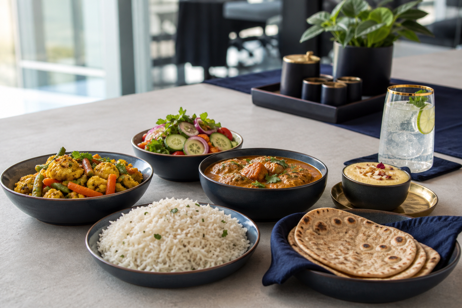 A fresh Indian workplace meal with balanced sides